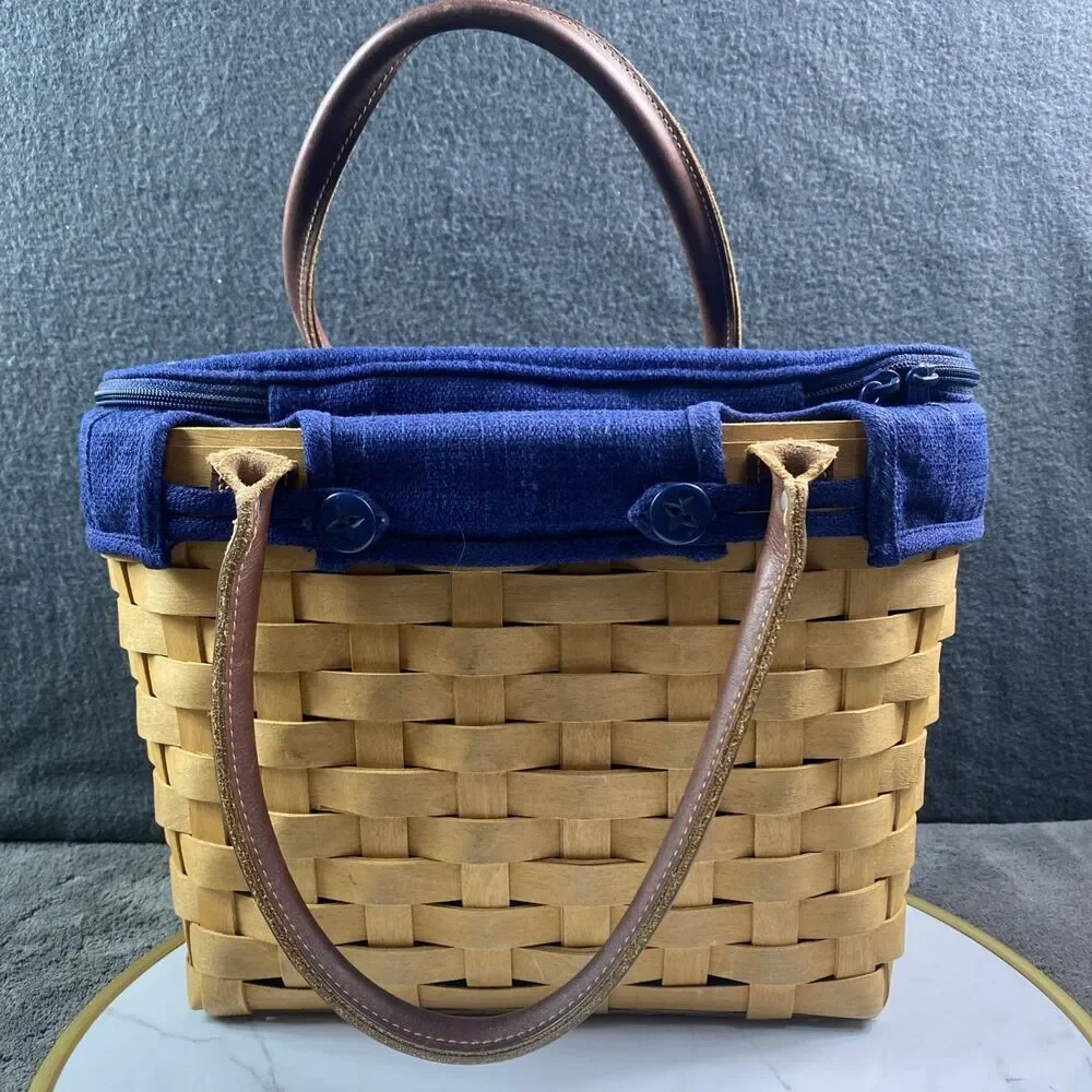 Longaberger 2003 Medium Boardwalk Basket Purse Tote+Prot.+Liner TAILGATE PICNIC